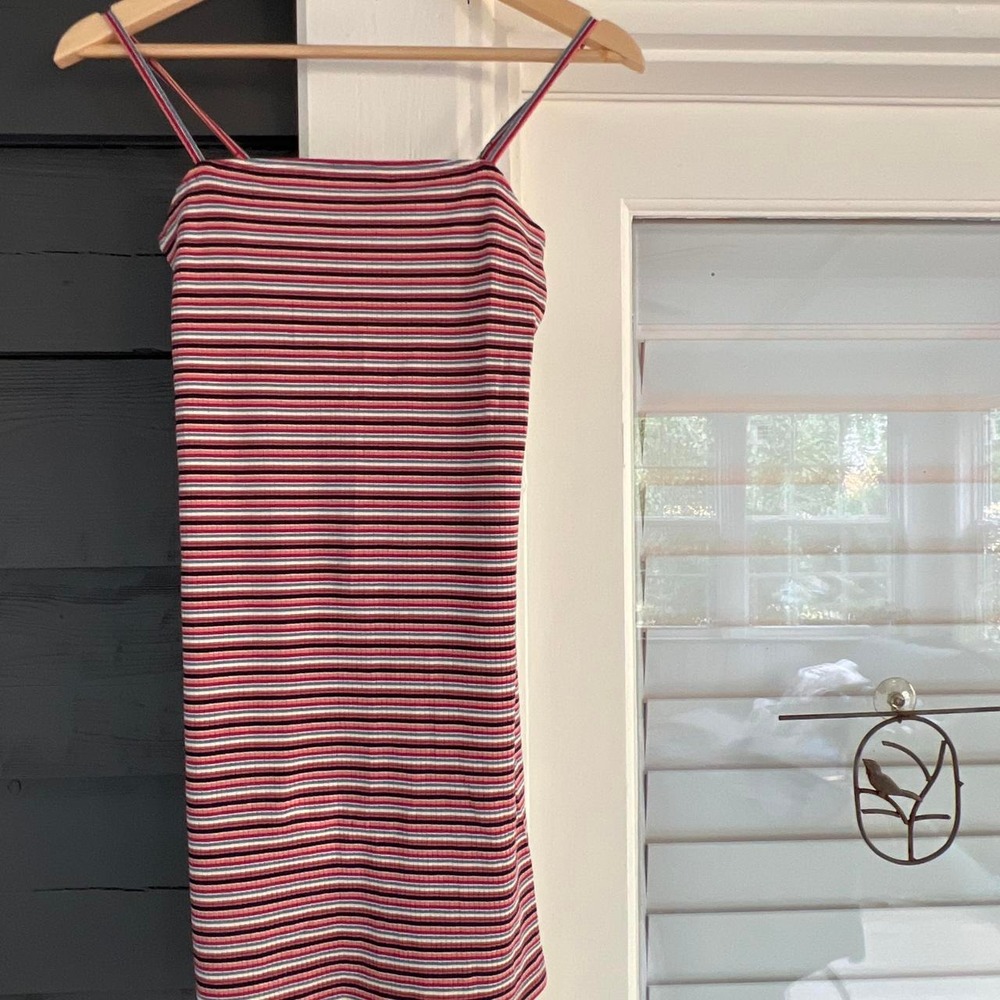 Hollister Tank Dress Shelf Bra Adjustable straps Striped S EUC Y2K